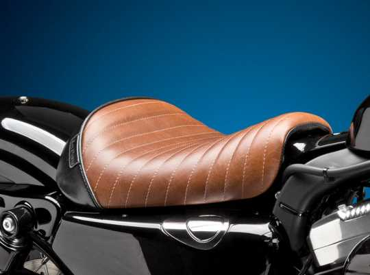 Seat Bare Bone Pleated Distressed TVD Brown Solo Fits: > 04-06 and 2010-2022 XL Sportster