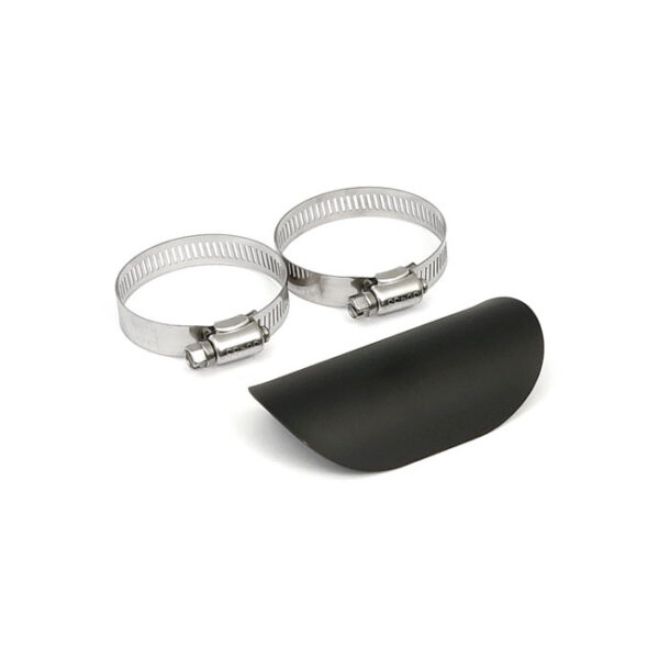 Universal smooth heat shield 4" long black or chrome  fits: > 2-1/4" exhaust pipes