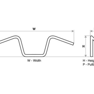 8.5 Chubby Classic Ape Hanger Handlebar Non-Dimpled 3-Hole Black Powder Coated 1 1/4" Throttle By Wire Throttle Cables