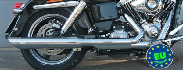 Exhaust slip-on mufflers royal fits:> fld switchback or fxdl low rider except fxdls