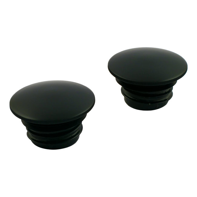 gas tank domed gas cap set - black low profile Fits: > 96-99 H-D