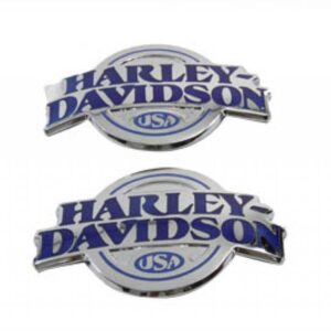 gas tank round with blue lettering on a Chrome background Fits: > All models