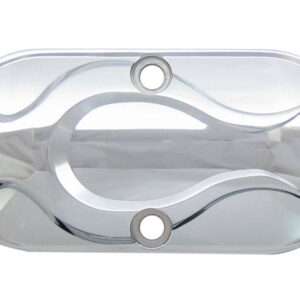 primary Chrome inspection cover plate with Chrome flame design Fits: > 86-06 5-Speed Bigtwin