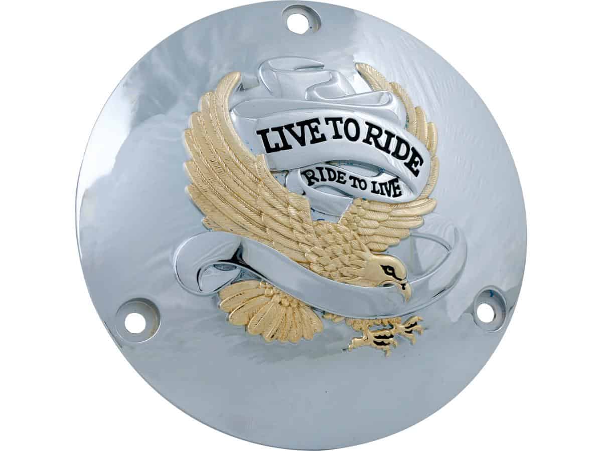 Live to ride derby cover 3-hole chrome gold 1 Cce