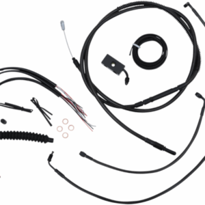 LA CHOPPERS Complete Midnight Braided Cable Kit - 15"-17" Handlebars - ABS - '18-'22 Softail