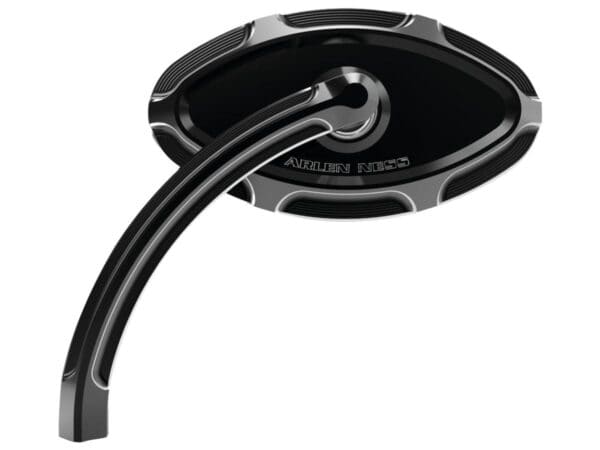 Beveled Cat Eye Mirror Short stem Black Anodized Left