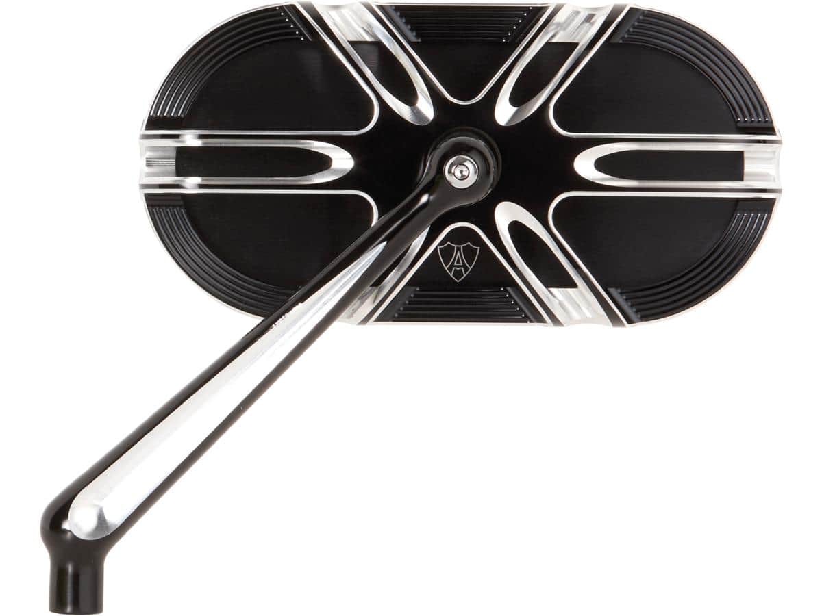 Deep cut caged series forged billet mirror black anodized left 1 Arlen ness