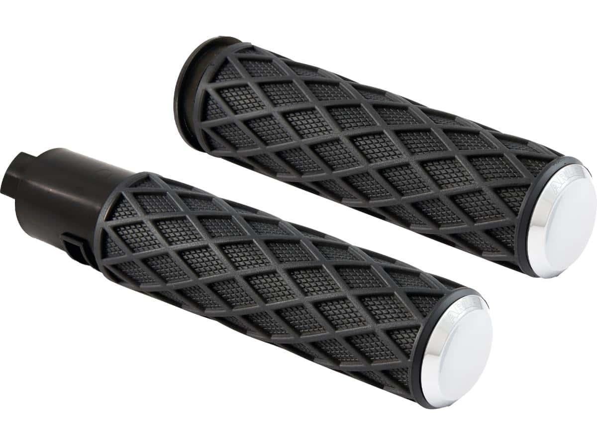 Diamond grips black rubber, chrome endcap 1" throttle by wire (switch housing sensor) 1 Arlen ness