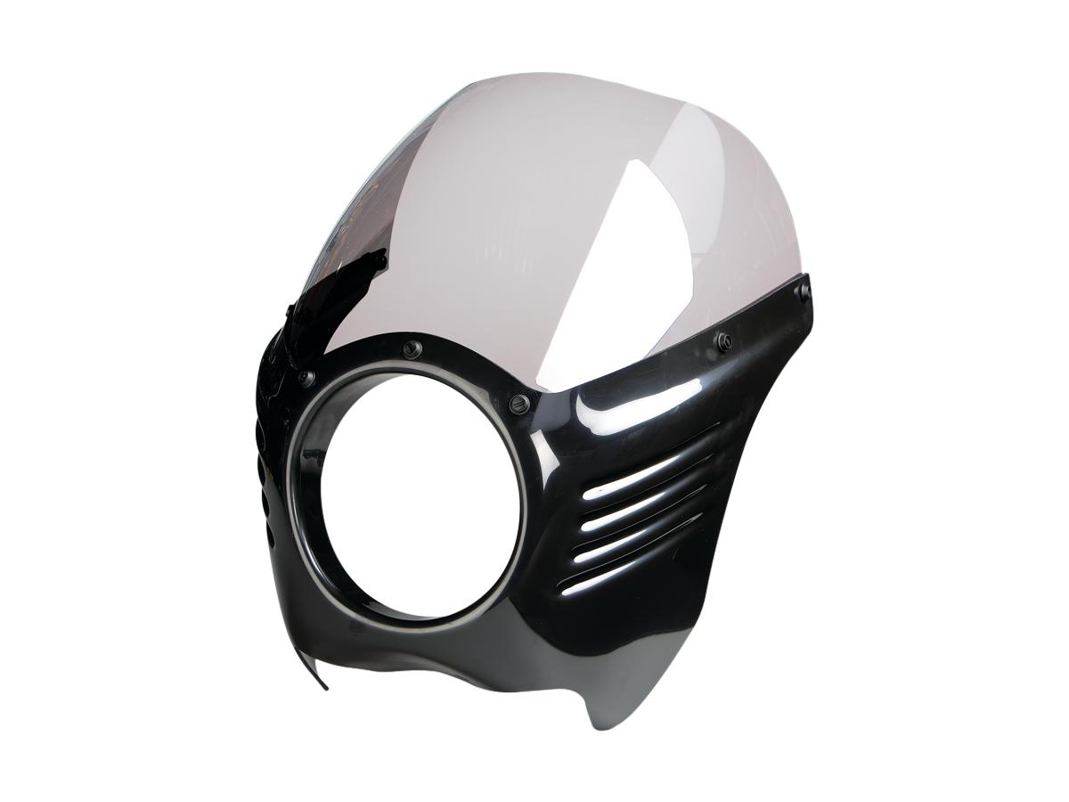 Original fairing kit narrow glide 39 mm forks, louvered design, including universal brackets gloss black abs, 73-13 sportster, 73-84 fx shovel, 85-94 fx model, 91-13 dyna 1 Arlen ness