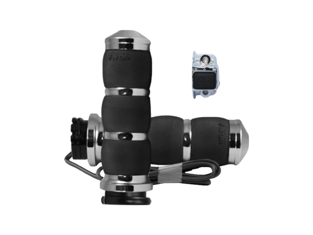 Air cushion heated grips chrome 1" throttle cables 1 Avon performance grips