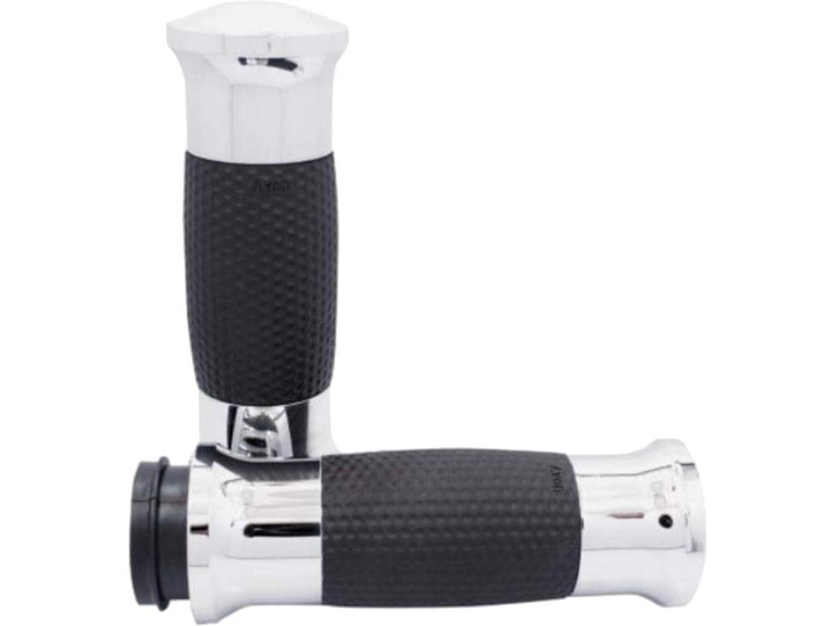 Air gel grips black rubber chrome 1" throttle cables 1 Avon performance grips