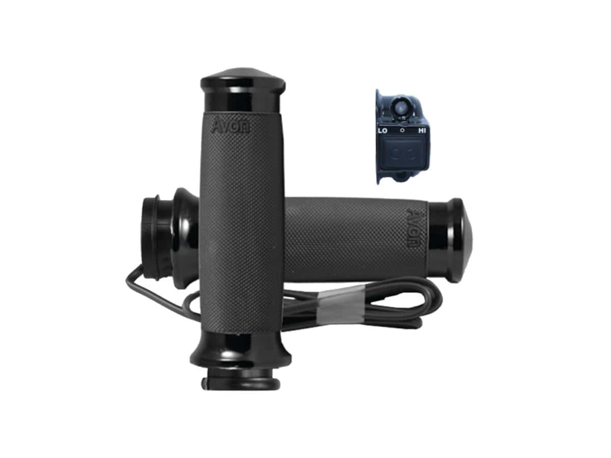 Custom contour heated grips black 1" throttle by wire 1 Avon performance grips