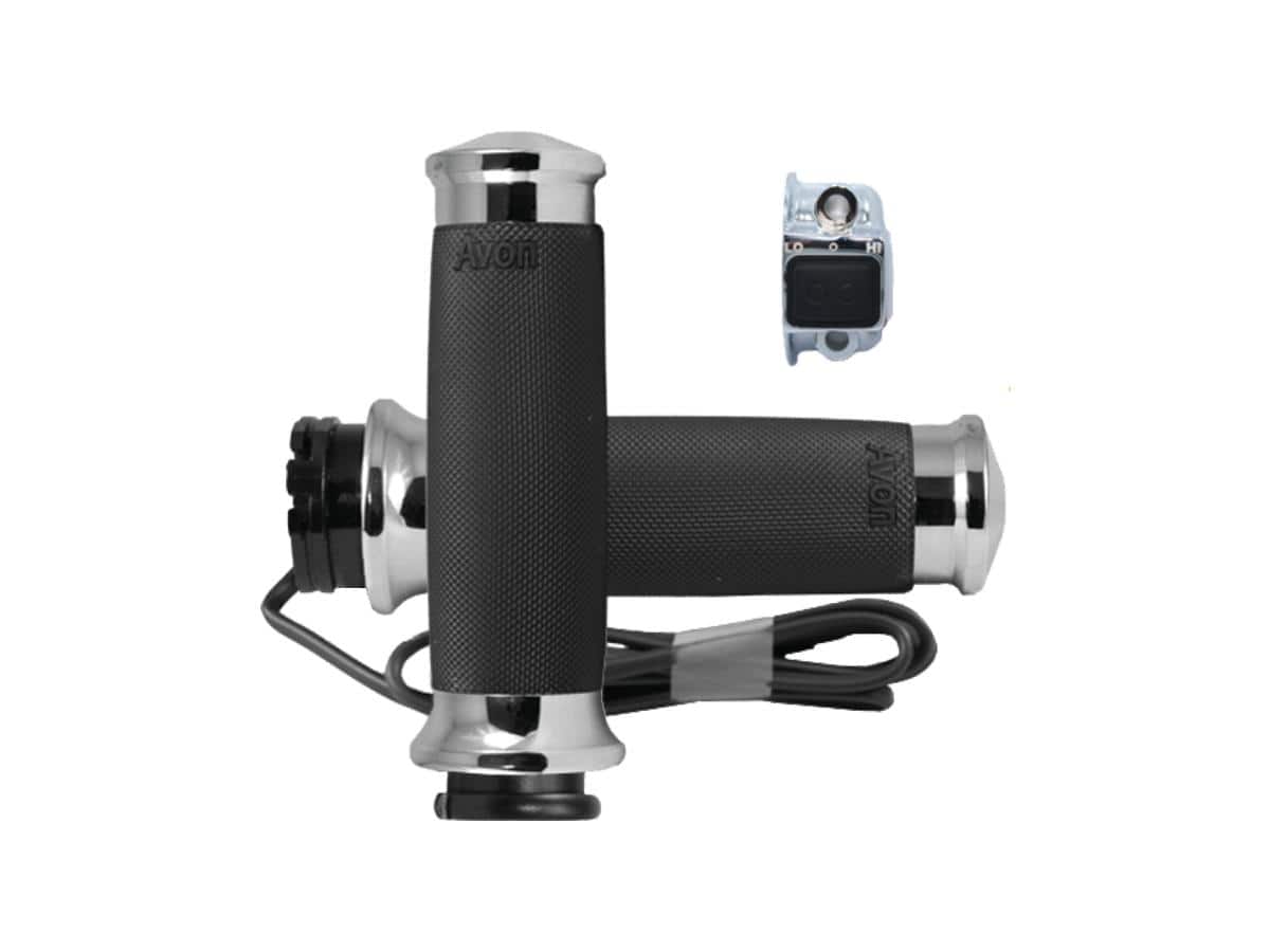 Custom contour heated grips chrome 1" throttle cables 1 Avon performance grips