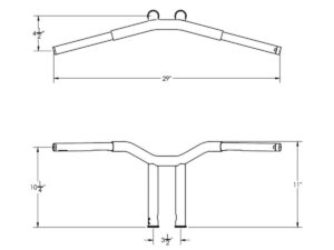 10" Dominator Raked Bar Bar 4-Hole Black Satin 1 1/4" - Image 3