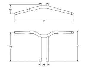 14" Dominator Raked Bar Bar 4-Hole Gloss Black 1 1/4" - Image 3