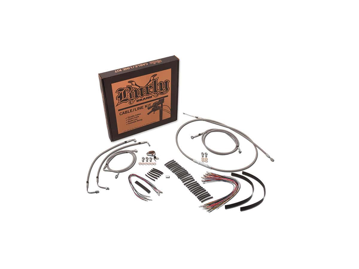 16" gorilla bar cable kit stainless steel clear coated non-abs, 07 flhr, 07 flhrc, 07 flhrs, 07 fltr 1 Burly brand