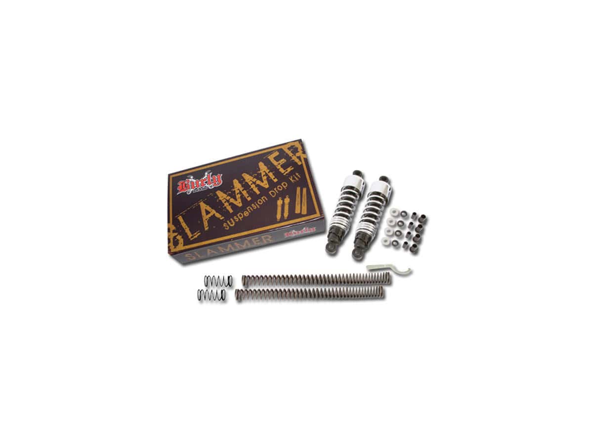 Slammer lowering kit black front rear, 06-17 dyna 1 Burly brand