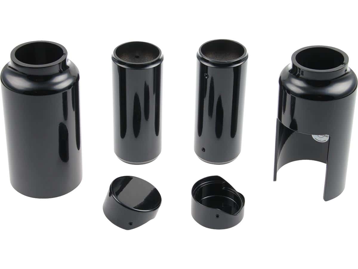 6-piece fork covers with lower fork aluminum covers plain gloss black powder coated, 07-17 dyna 1 Cult-werk