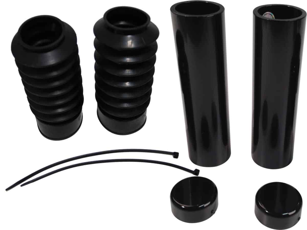 6-piece fork covers with lower fork rubbers plain black gloss powder coated, 13-14 fxsbse, 14-17 fxsb 1 Cult-werk