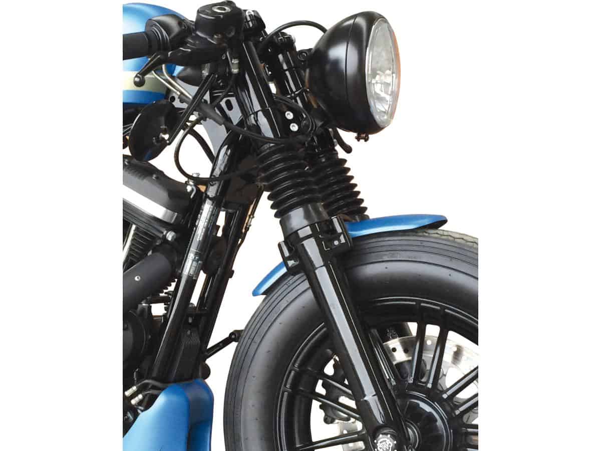 Rubber fork boot for 49 mm fork tubes black, 18-24 softail, 13-14 fxsbse, 14-17 fxsb, 08 fxcw, 08-11 fxcwc, (except 18-20 fxfb, 18, 20 fxfbs 114, 18-24 flsb, 19 fxfb 114, 19-20 fxdrs 114, 20-24 fxlrs, 21-24 fxfbs, 22-24 fxlrst, 22 fxrst), 06-17 dyna, (except 12, 14-16 fld, 13 fld103), 16-20 xl1200x, 18 xl1200x anx, 19-20 xl1200xs 1 Cult-werk