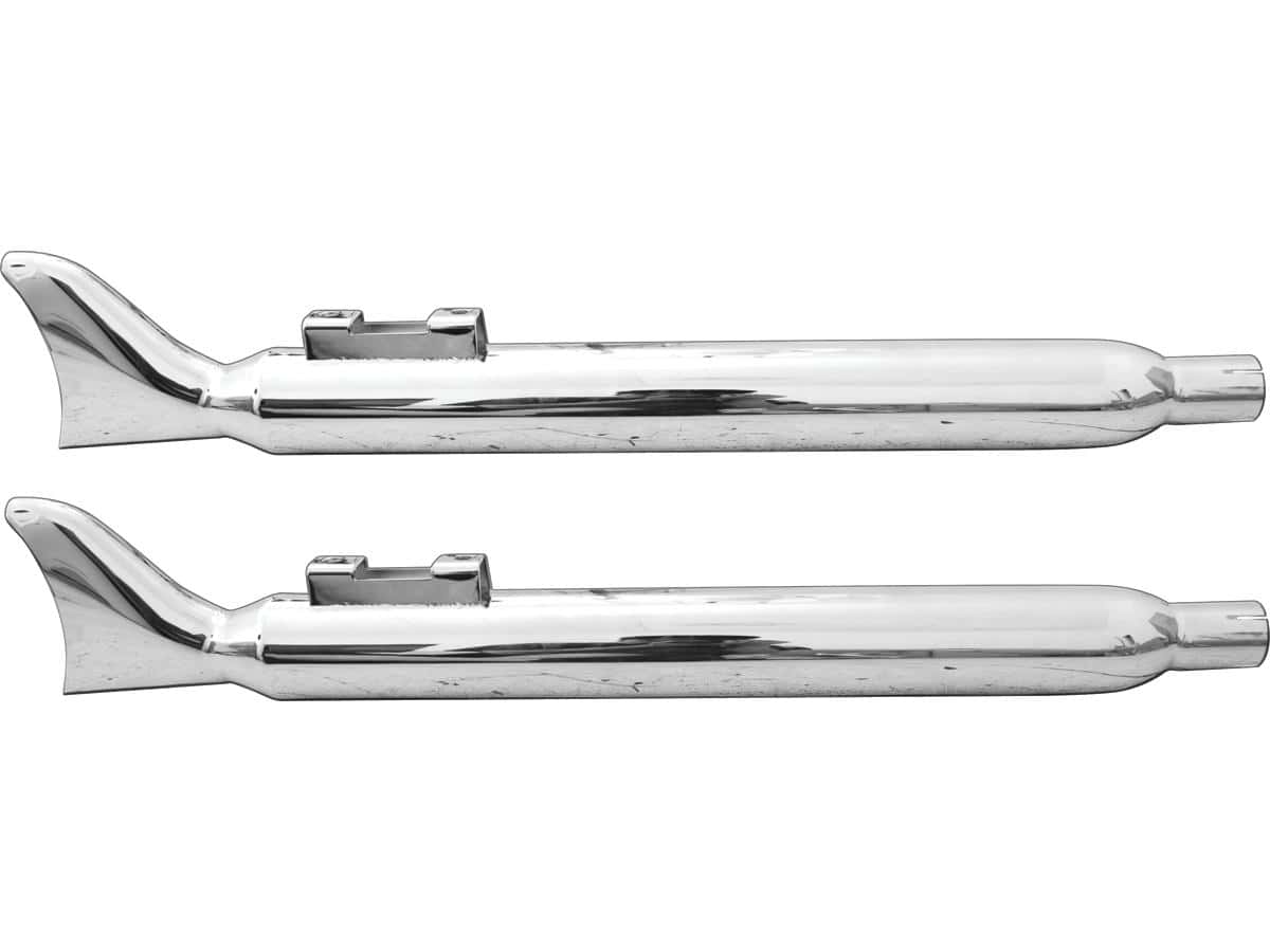 Fishtail slip-on muffler chrome, 95-16 touring, 09-16 trike 1 Dna