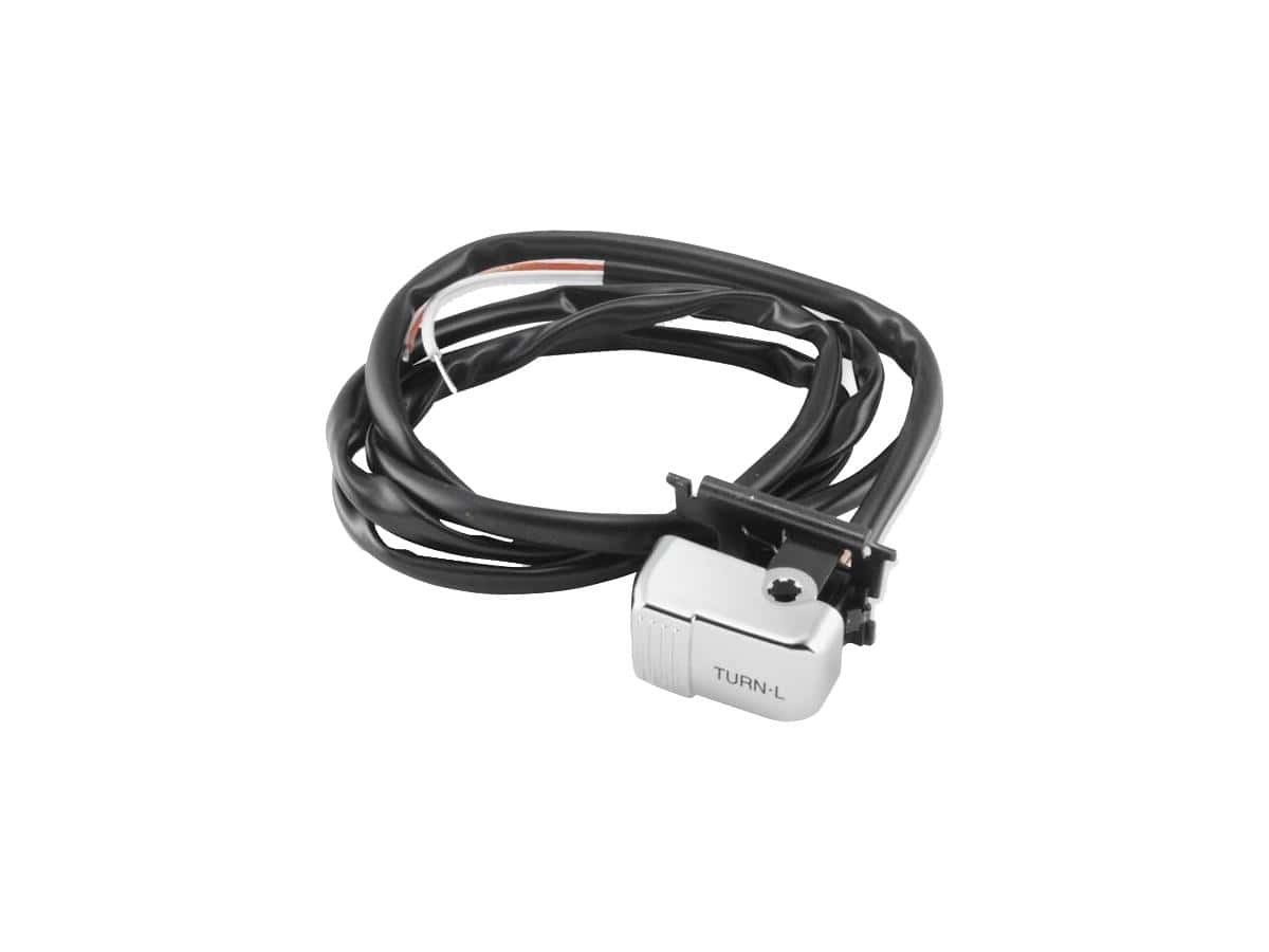 96-up ergonomic replacement handlebar turn signal switch left turnsignal switch chrome, 96-06 sportster, 96-06 dyna, 96-06 softail, 96-06 touring, 02-06 v-rod 1 Daytona japan