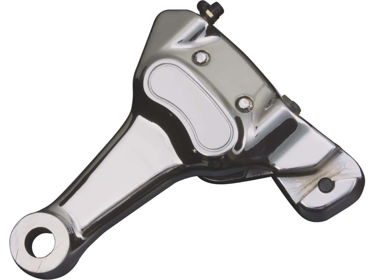 Chrome late model oem style brake caliper, 00-05 softail, 06 flstci, 06 flstf, 06 flstfi, 06 flsti, 06 flstni, 06 flstsci, 07 flstc, 07 flstn, 07 flstsc, 02-04 v-rod 1 Daytona japan