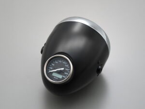 Vintage 5 3/4" Headlight Black Powder Coated H4