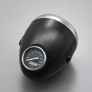 Vintage 5 3/4" Headlight Black Powder Coated H4