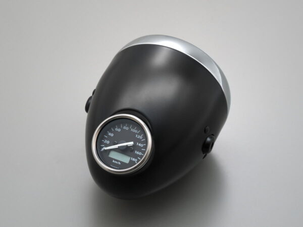 Vintage 5 3/4" Headlight Black Powder Coated H4