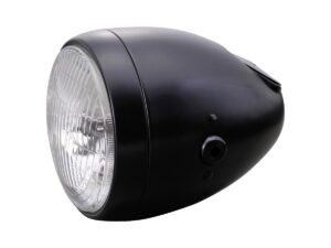 Vintage 5 3/4" Headlight Black Powder Coated H4