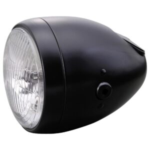 Vintage 5 3/4" Headlight Black Powder Coated H4