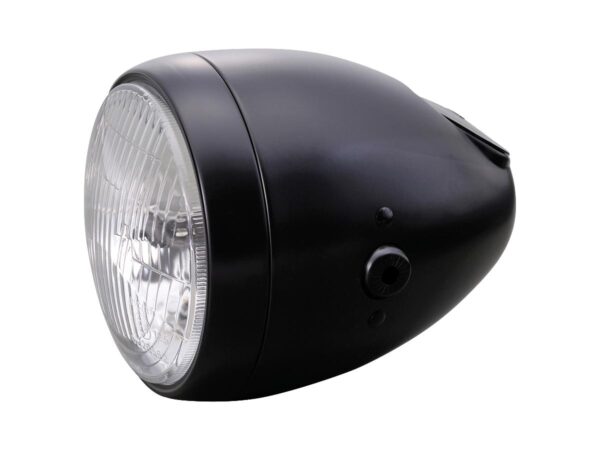 Vintage 5 3/4" Headlight Black Powder Coated H4