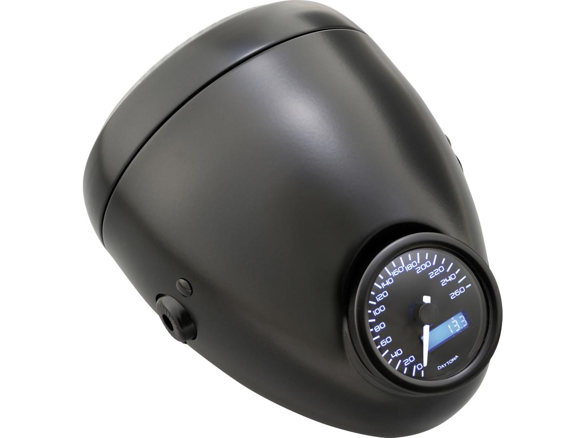 Vintage 5 3/4" headlight black powder coated h4 1 Daytona japan