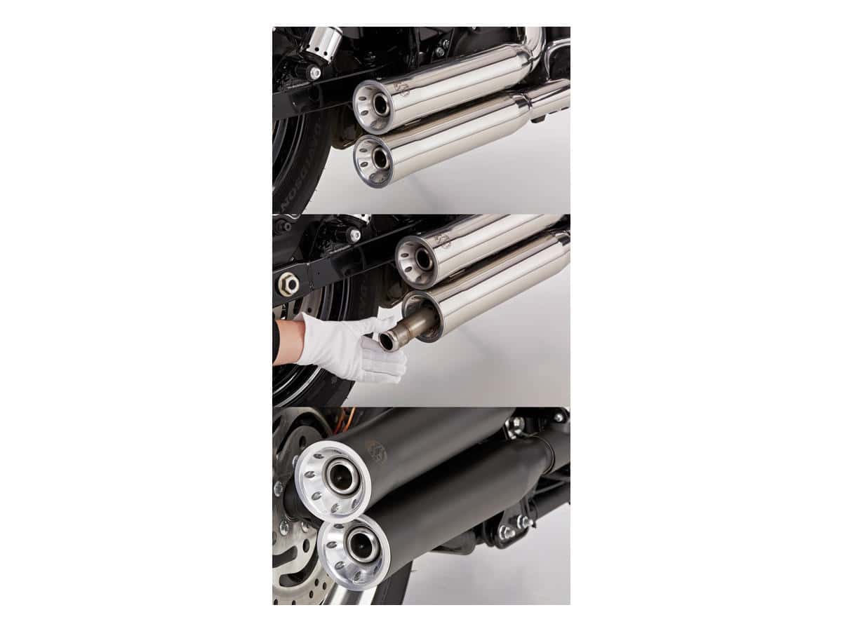 Double groove slip-on mufflers black satin Double groove slip-on mufflers black satin