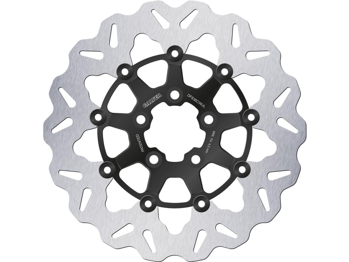 Colored disc wave df flw floating brake disc anodized inner aluminium carrier gloss black 11,5" rear, 08-23 touring, 16-20 street 1 Galfer