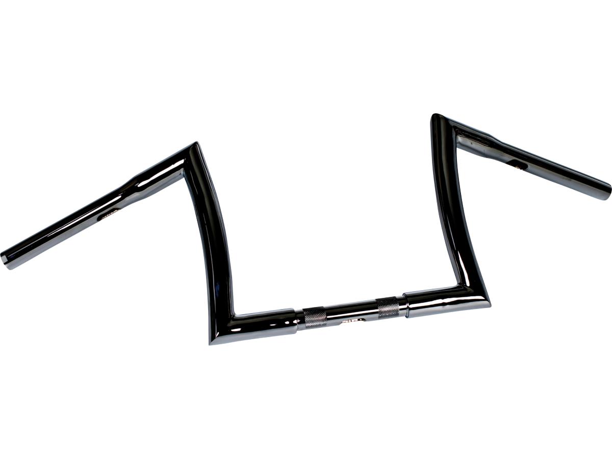 10 bad ape hanger handlebar non-dimpled 3-hole black powder coated 1 1/4" throttle by wire throttle cables 1 Highway hawk