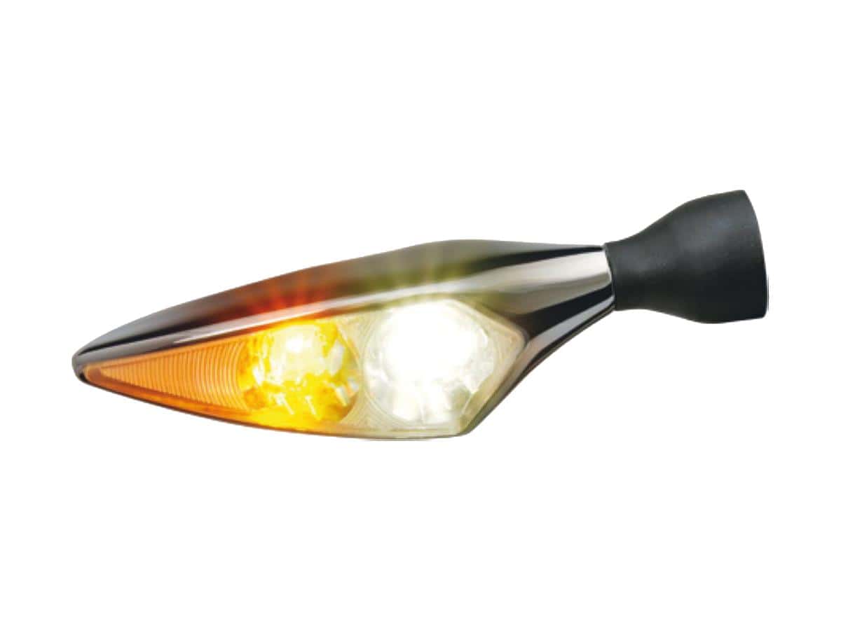 Micro rhombus pl led turn signal/position light front right chrome satin clear led 1 Kellermann