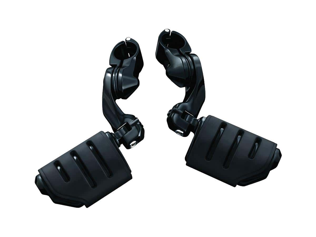Tour-tech cruise mounts with heavy duty quick clamps and offset arm short arm, tridend dually iso pegs black, gloss 1 Kuryakyn