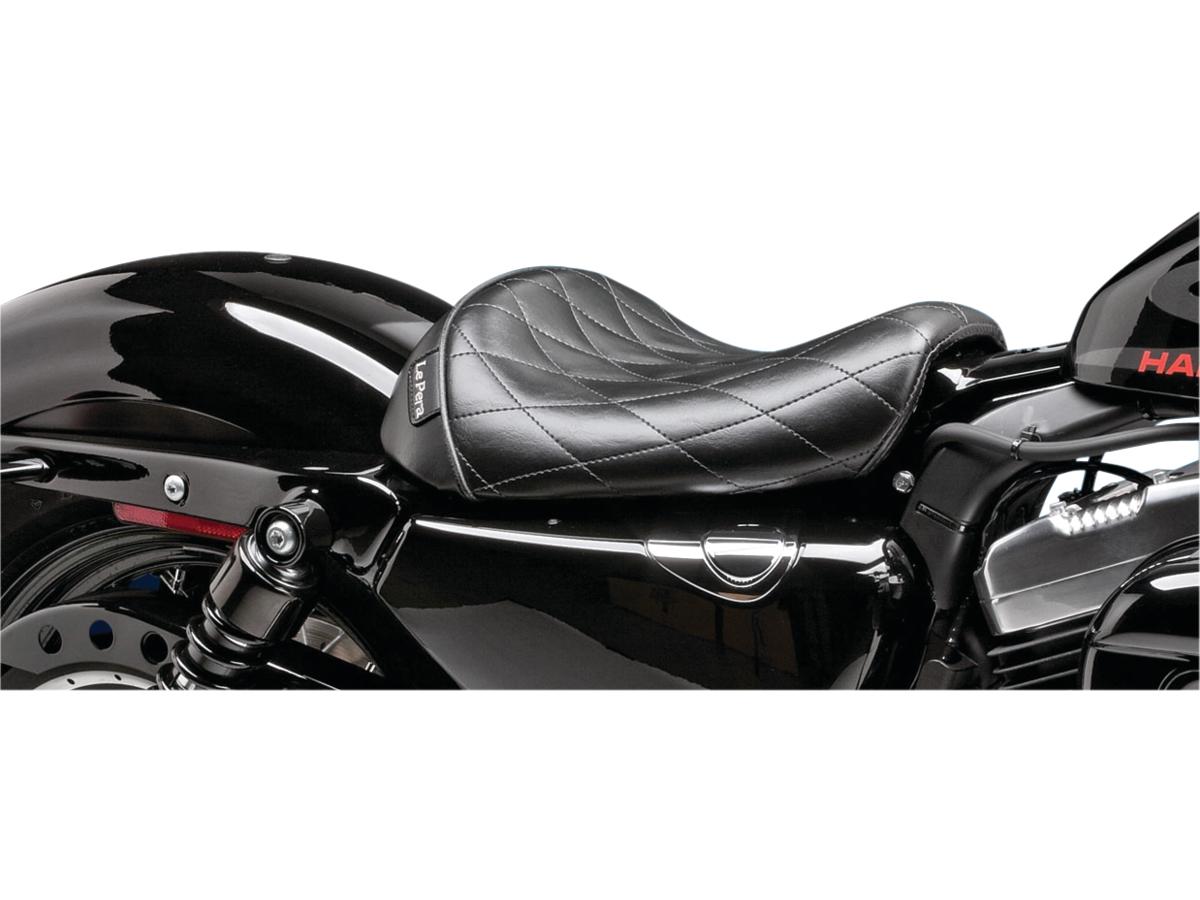 Bare bones solo seat diamond stitch black vinyl, 04-06, 10-20 sportster 1 Le pera