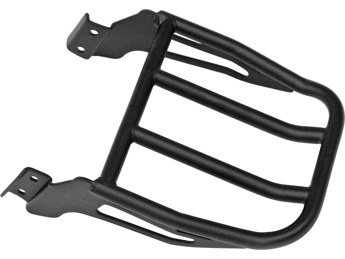 Solid mount backrest luggage rack for softail and dyna black satin, 84-17 softail, 06-17 dyna 1 Motherwell