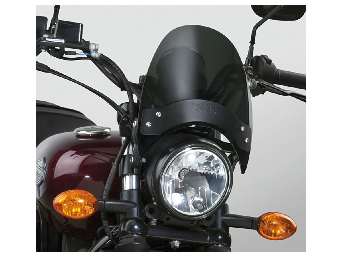 Flyscreen windshield kit height: 8,5", width: 9,25", black brackets 52-56mm dark smoke, 12-17 vrscdx, 12 vrscdx anv, 13 vrscdx 105 1 National cycle