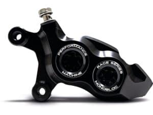 Race Series Monoblock Brake Caliper Black Anodized Billet Bore Caps Black Anodized Front Left