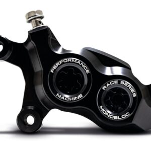 Race Series Monoblock Brake Caliper Black Anodized Billet Bore Caps Black Anodized Front Left