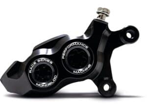 Race Series Monoblock Brake Caliper Black Anodized Billet Bore Caps Black Anodized Front Right