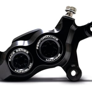 Race Series Monoblock Brake Caliper Black Anodized Billet Bore Caps Black Anodized Front Right