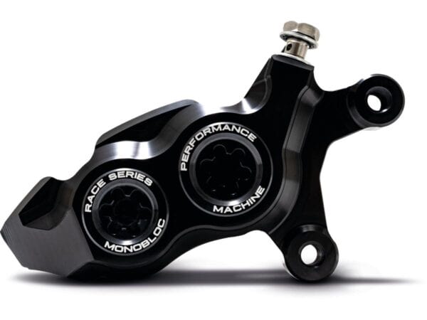 Race Series Monoblock Brake Caliper Black Anodized Billet Bore Caps Black Anodized Front Right