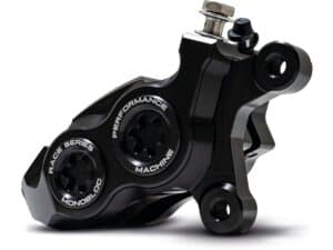 Race Series Monoblock Brake Caliper Black Anodized Billet Bore Caps Black Anodized Front Right, 08-23 Touring, (except 23 FLHXSE, 23 FLTRXSE), 15-24 Softail, (except 16-17 FXSE), 06-17 V-Rod, (except 06 VRSCSE2), 14-20 Sportster - Image 3