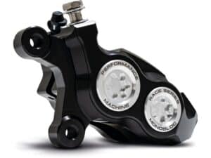 Race Series Monoblock Brake Caliper Clear Anodized Billet Bore Caps Black Anodized Front Left, 08-23 Touring, (except 23 FLHXSE, 23 FLTRXSE), 15-24 Softail, (except 16-17 FXSE), 06-17 V-Rod, (except 06 VRSCSE2), 14-20 Sportster - Image 3