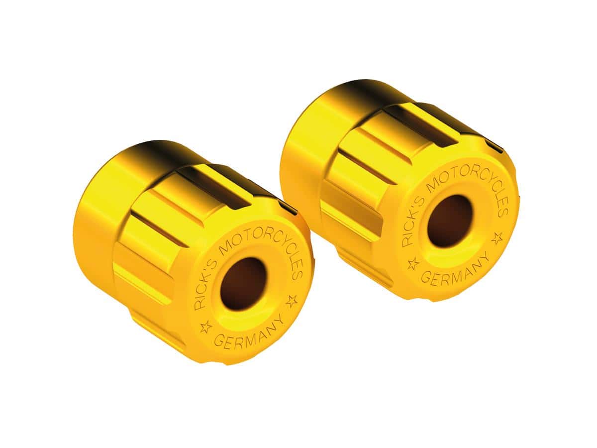Club-style crash bar replacement aluminium sliders gloss gold anodized, 1 Ricks motorcycles